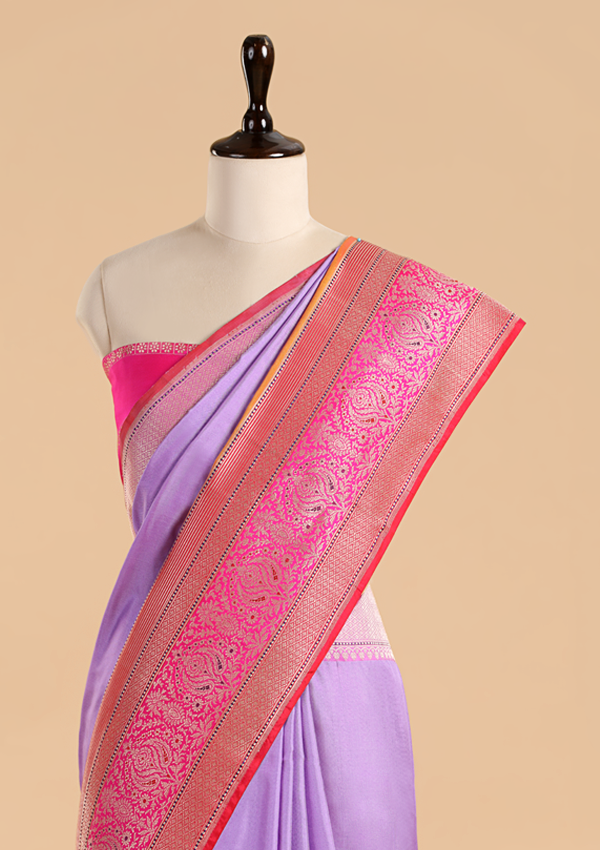 Mauve Plain Saree in Silk