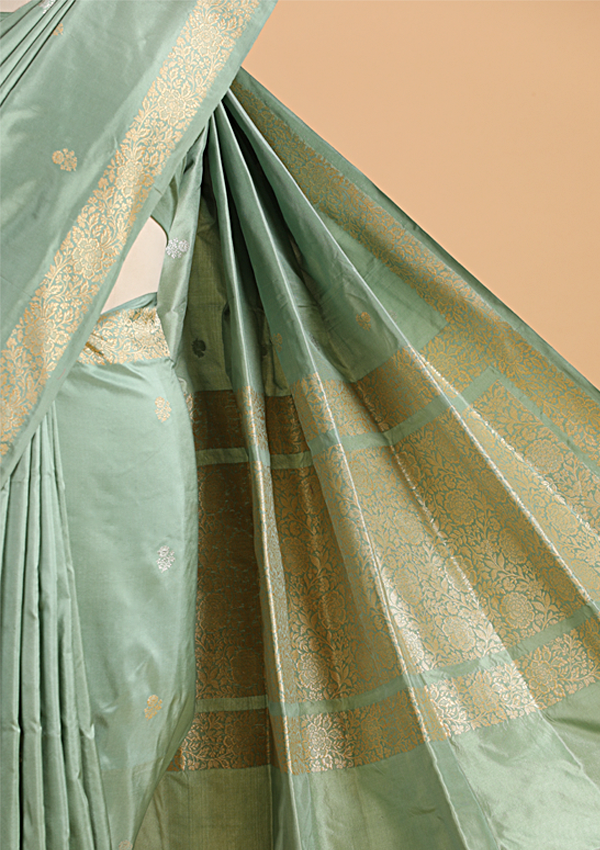Pista Green Butti Saree in Silk