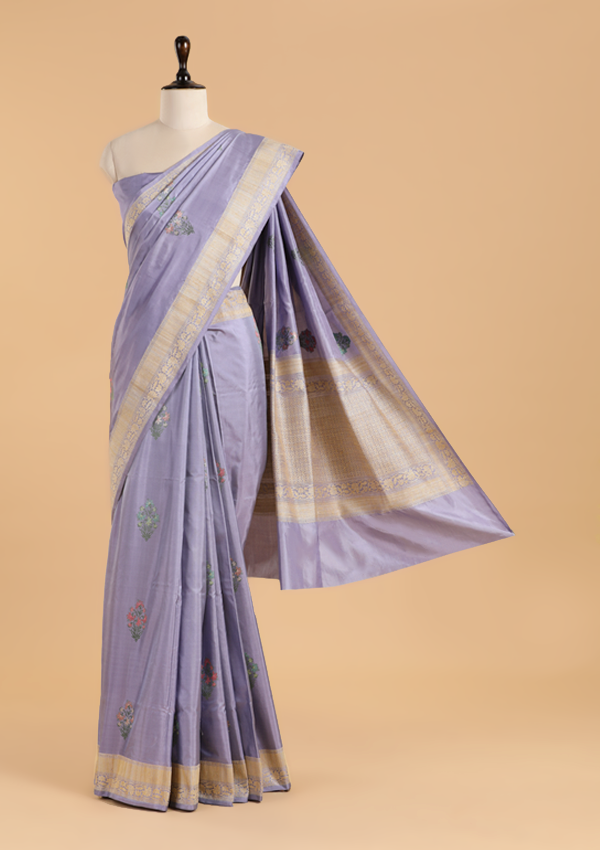 Mauve without Zari Butta Saree in Silk