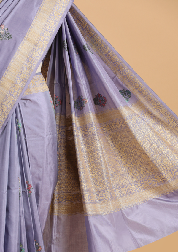 Mauve without Zari Butta Saree in Silk