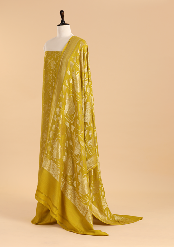 Mehndi Green Jaal Dress in Georgette Tussar