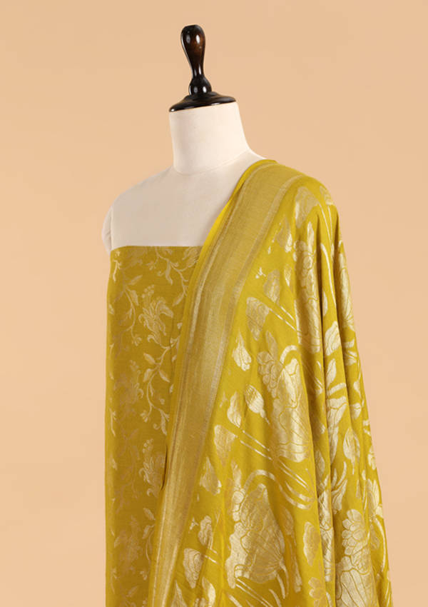 Mehndi Green Jaal Dress in Georgette Tussar