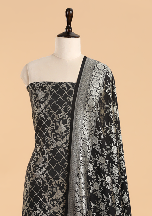 Black Jaal Dress in Georgette Tussar
