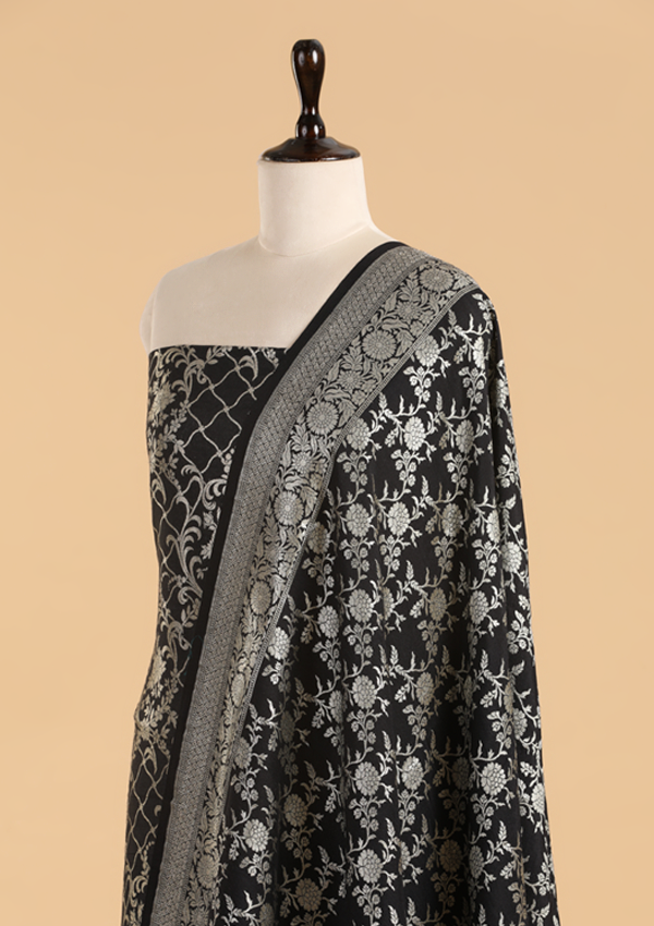 Black Jaal Dress in Georgette Tussar
