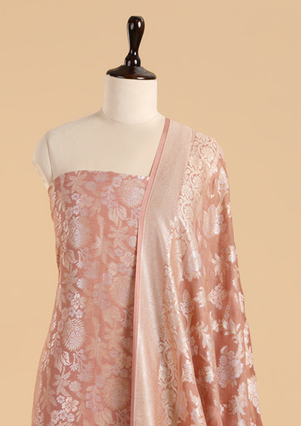 Gajar Pink Jaal Dress in Georgette Tussar