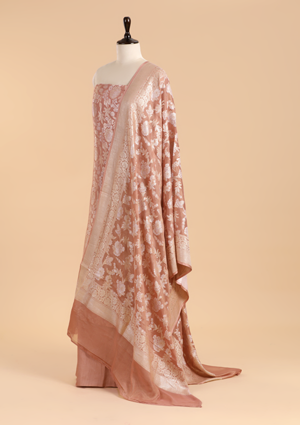 Gajar Pink Jaal Dress in Georgette Tussar