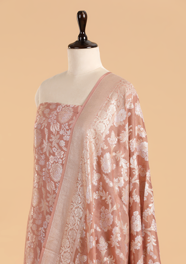 Gajar Pink Jaal Dress in Georgette Tussar