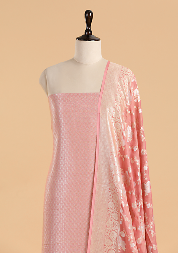 Peach Jaal Dress in Georgette Tussar