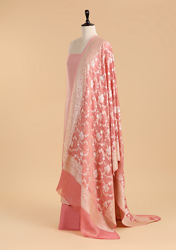 Peach Jaal Dress in Georgette Tussar