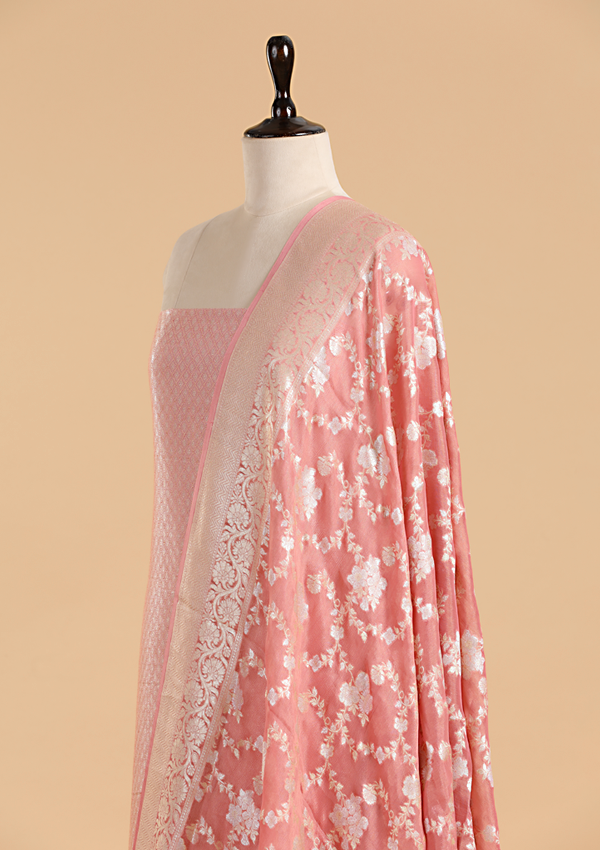 Peach Jaal Dress in Georgette Tussar