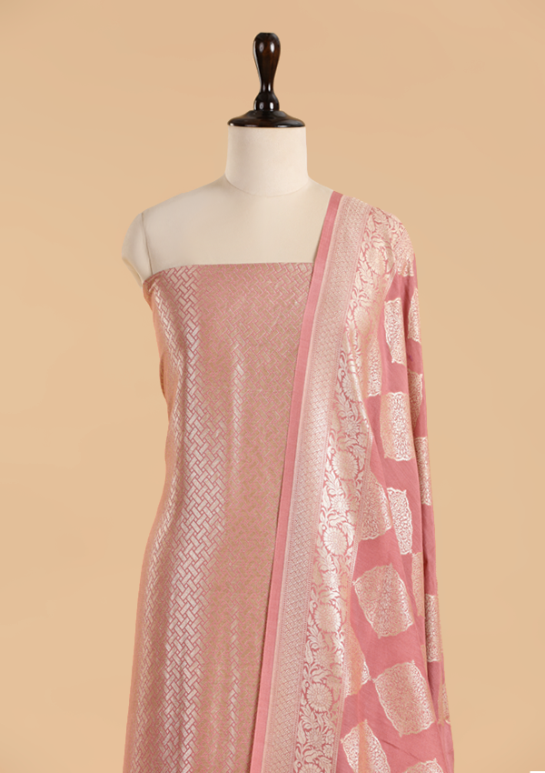 Gajar Pink Jaal Dress in Georgette Tussar