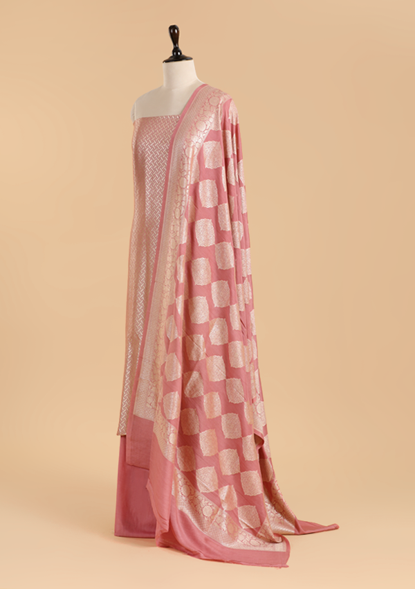 Gajar Pink Jaal Dress in Georgette Tussar