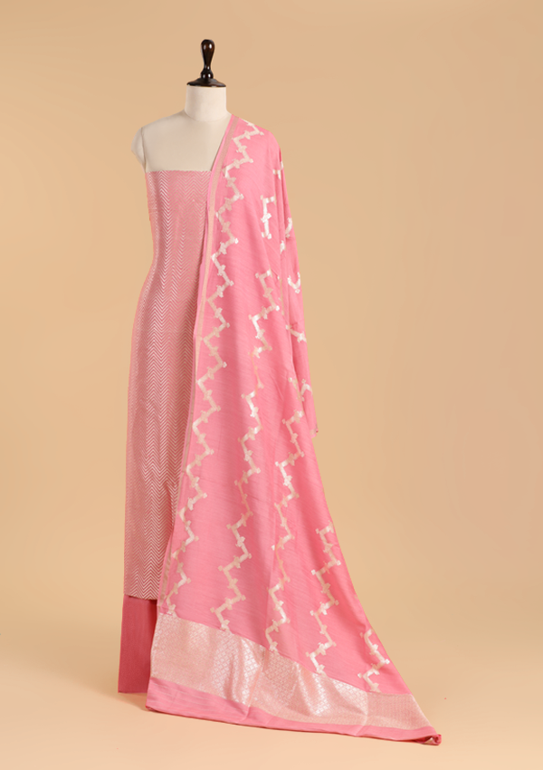 Gajar Pink Jaal Dress in Georgette Tussar