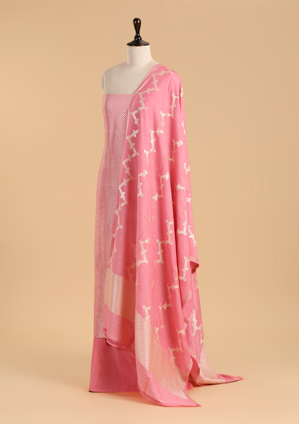 Gajar Pink Jaal Dress in Georgette Tussar