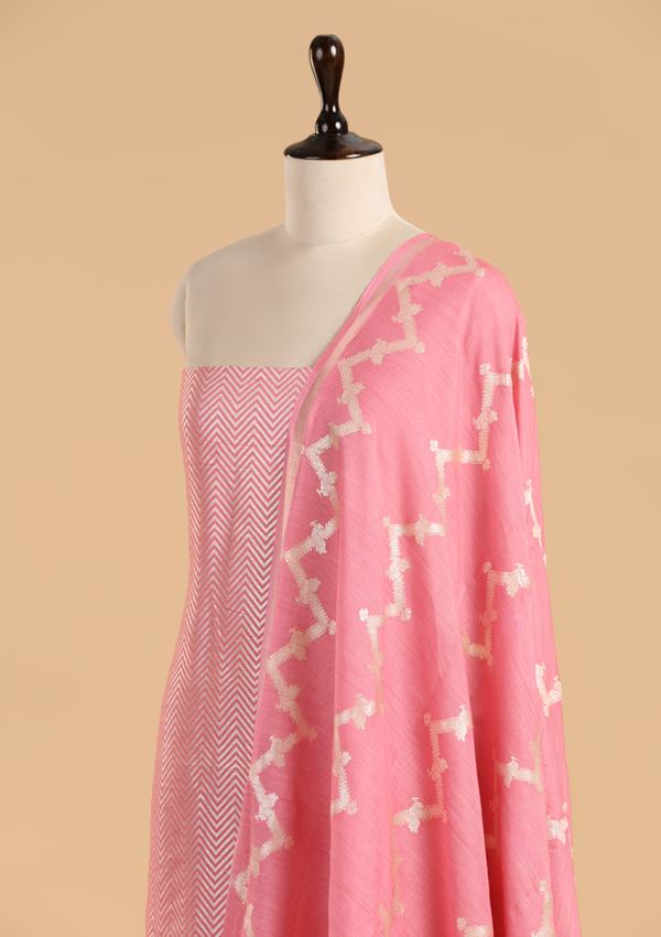 Gajar Pink Jaal Dress in Georgette Tussar
