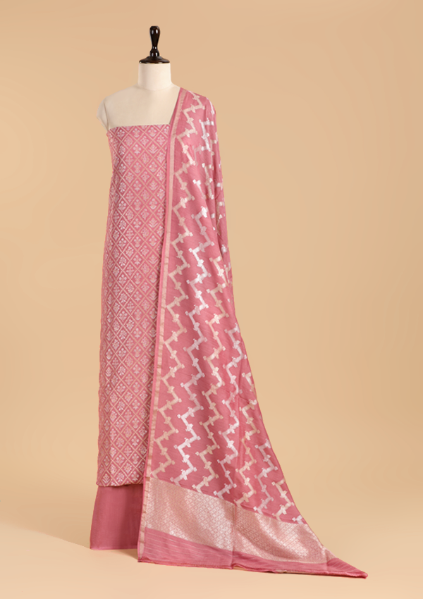 Gajar Pink Jaal Dress in Georgette Tussar