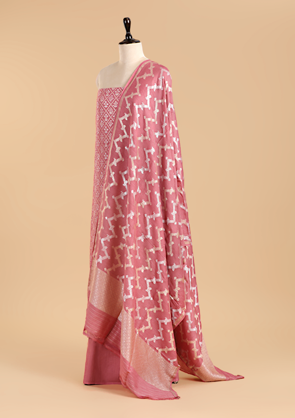 Gajar Pink Jaal Dress in Georgette Tussar