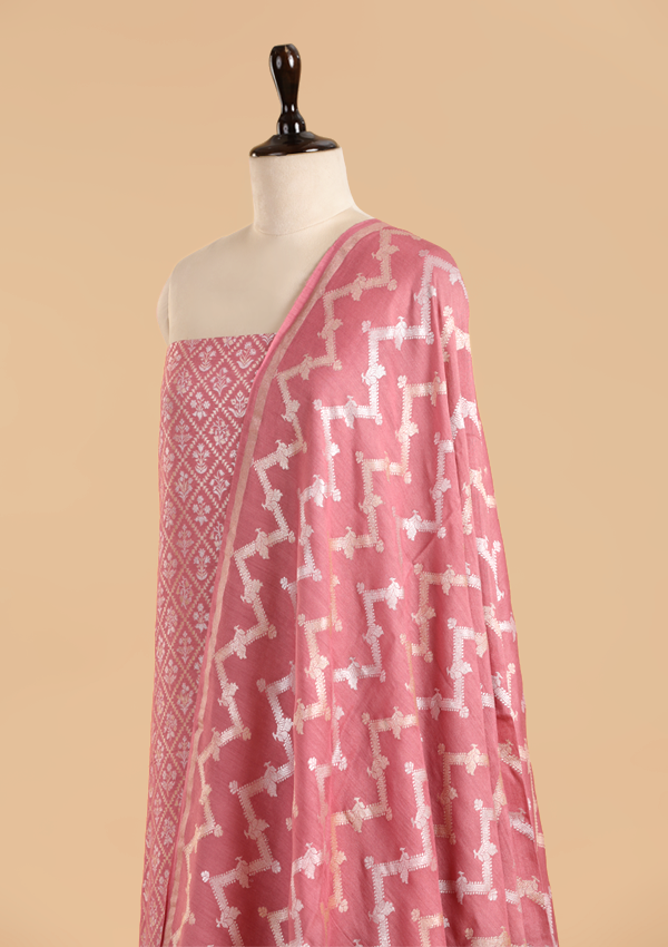 Gajar Pink Jaal Dress in Georgette Tussar