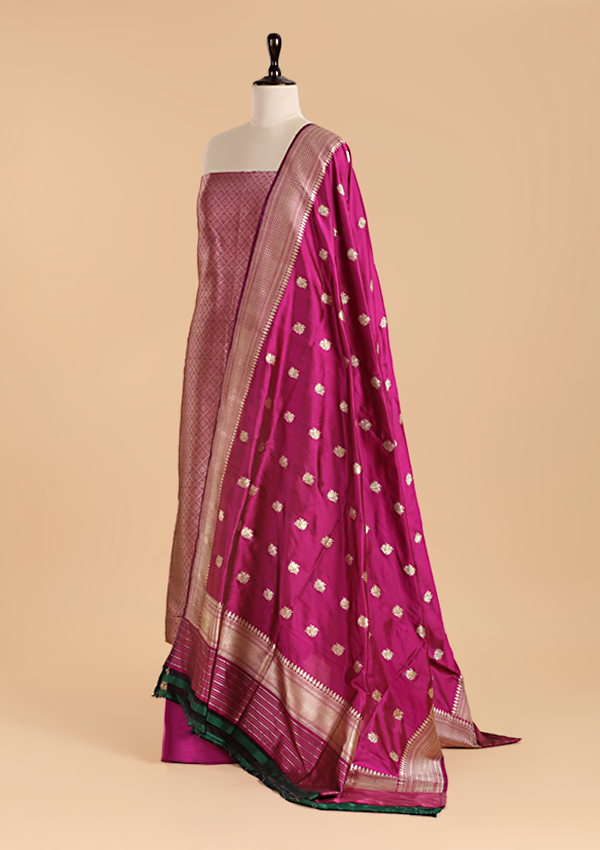 Magenta Brocade Dress in Silk