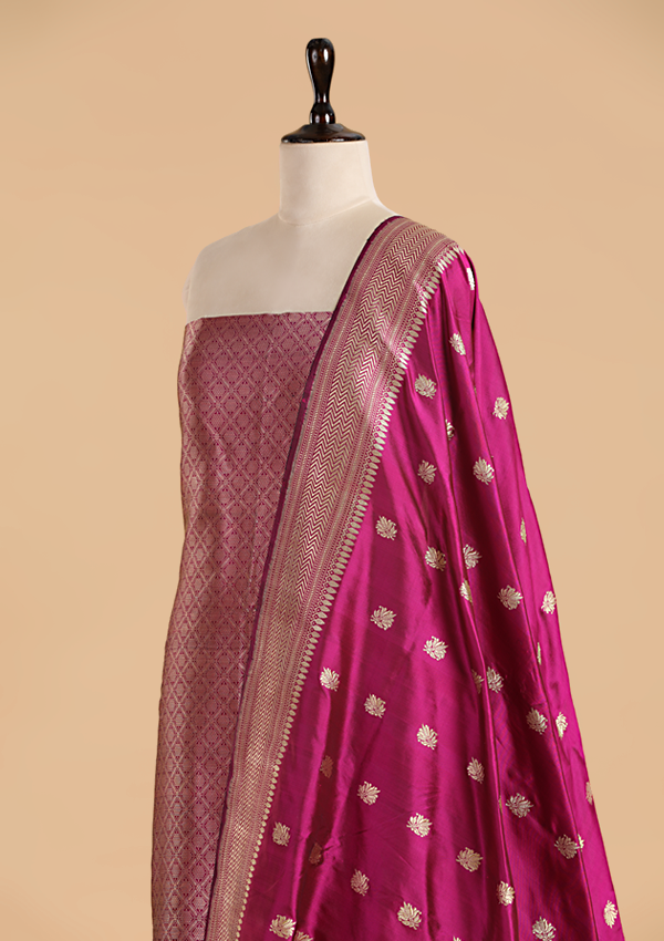 Magenta Brocade Dress in Silk