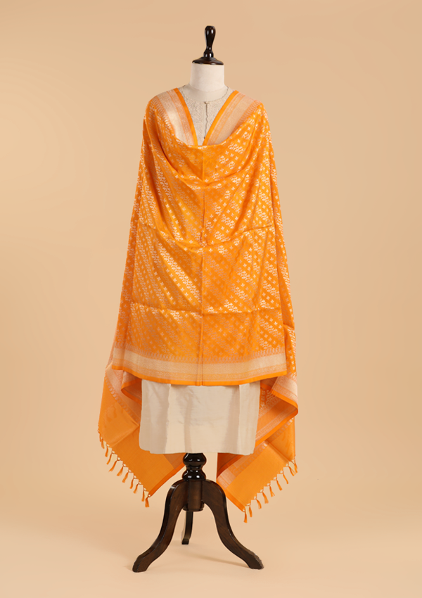 Golden Lehariya Dupatta in Silk