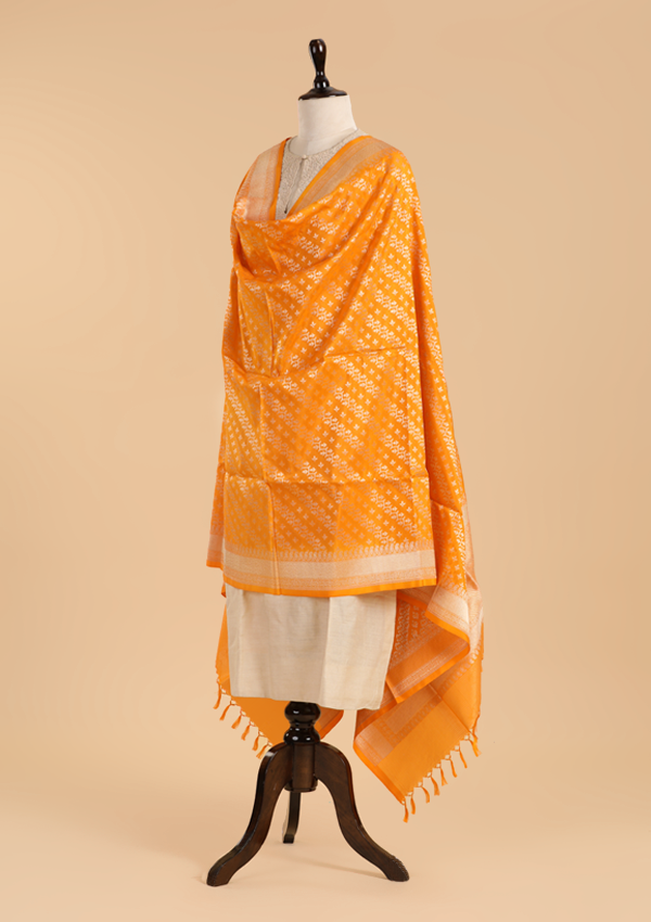 Golden Lehariya Dupatta in Silk