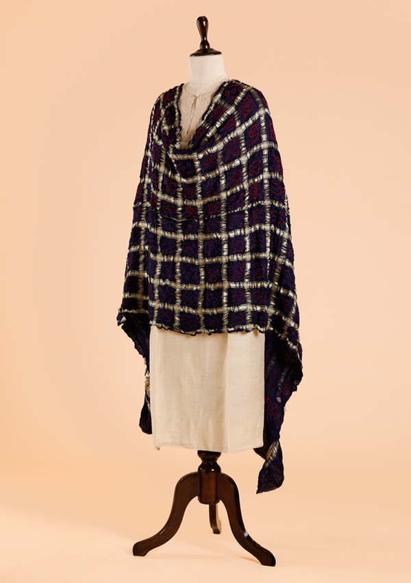 Navy Blue Gharchola Bandhani Dupatta in Silk