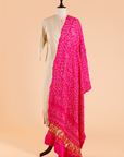 Rani Pink Plain Bandhani Dupatta in Silk