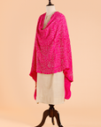 Rani Pink Plain Bandhani Dupatta in Silk