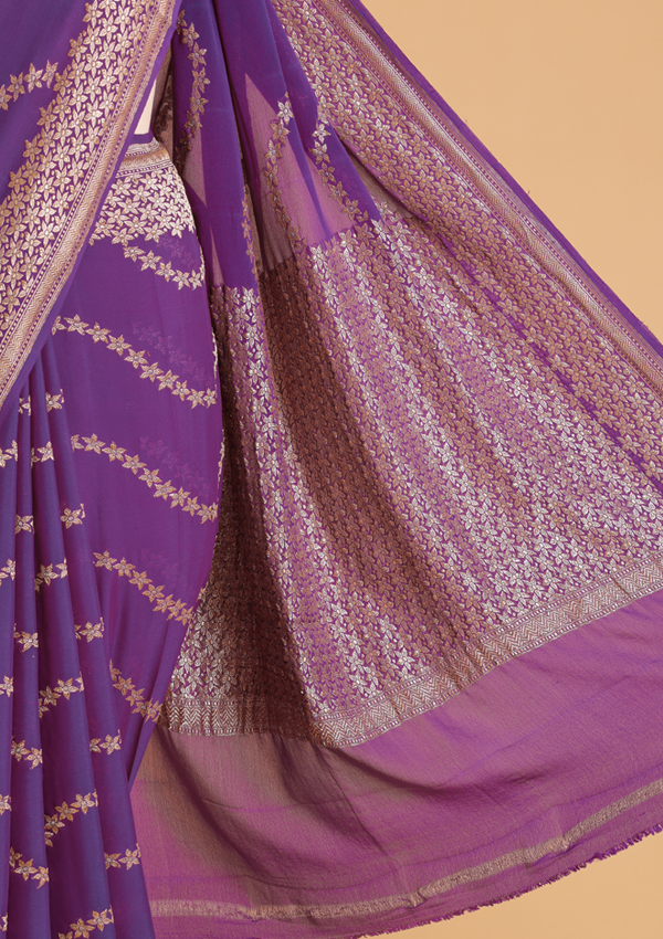 Purple Lehariya Saree in Georgette