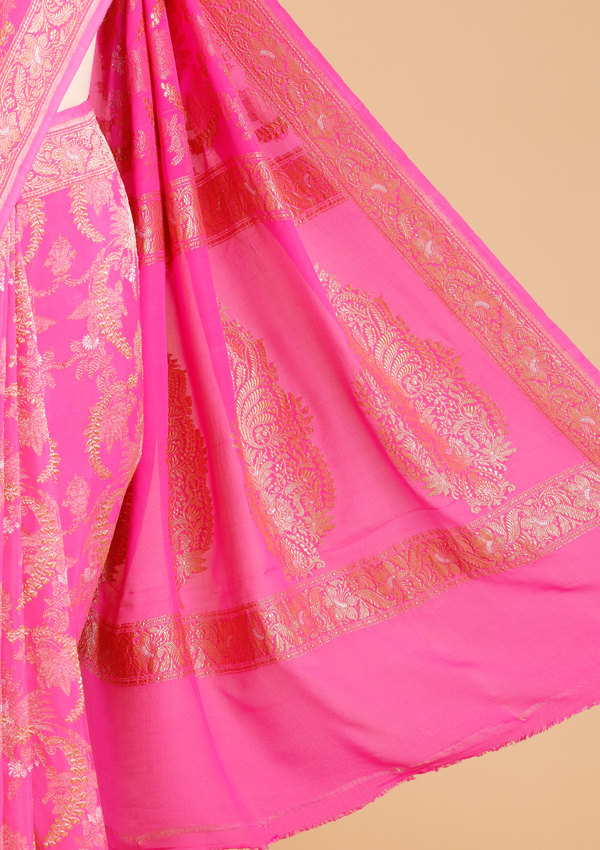 Rani Pink Jaal Saree in Georgette