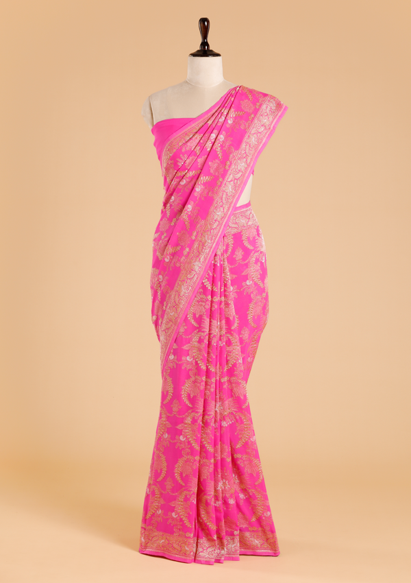 Rani Pink Jaal Saree in Georgette