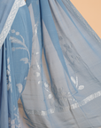Cobalt Blue Plain Saree in Georgette