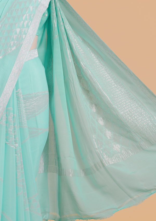 Firozi Plain Saree in Georgette