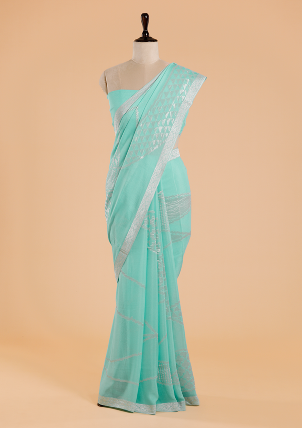 Firozi Plain Saree in Georgette