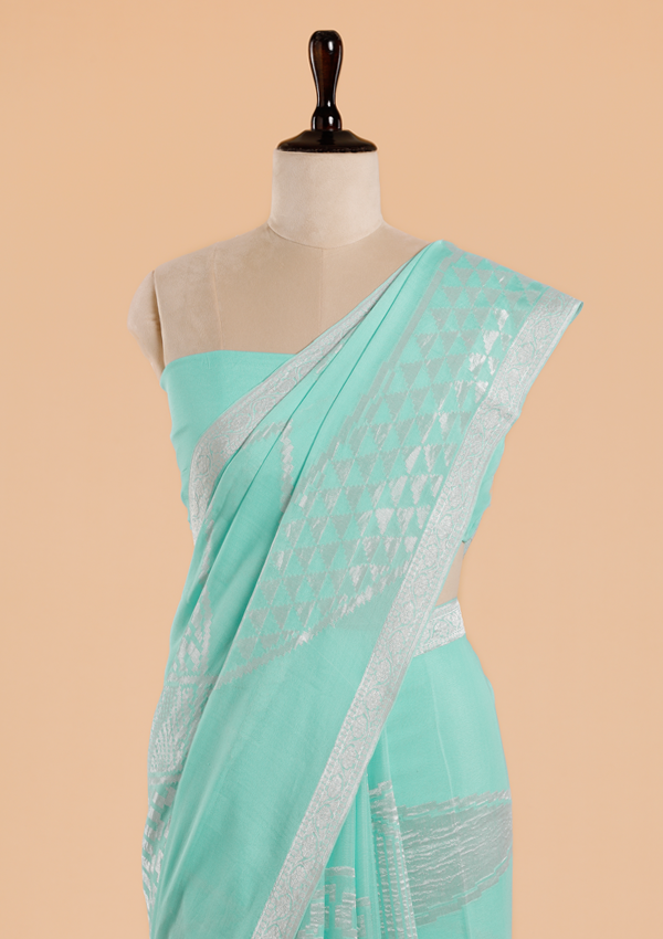 Firozi Plain Saree in Georgette