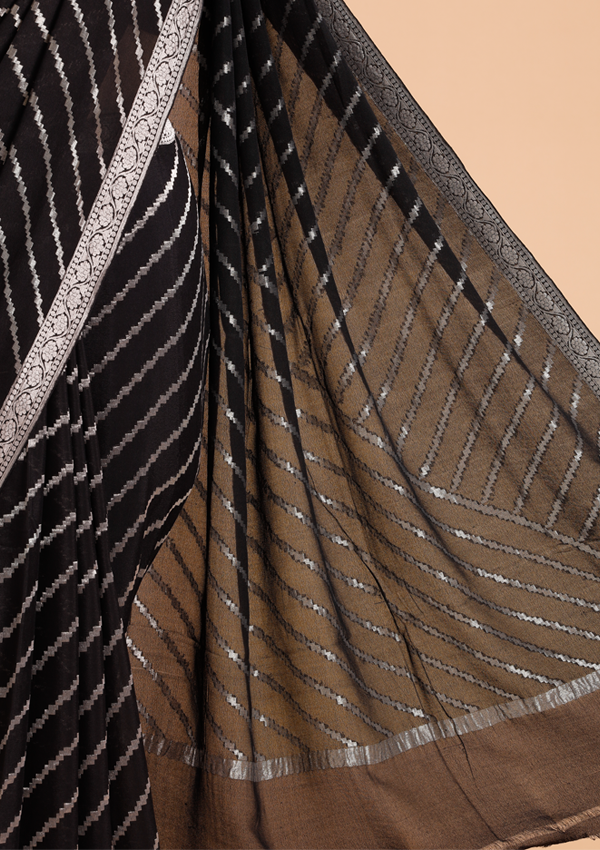 Black Lehariya Saree in Georgette