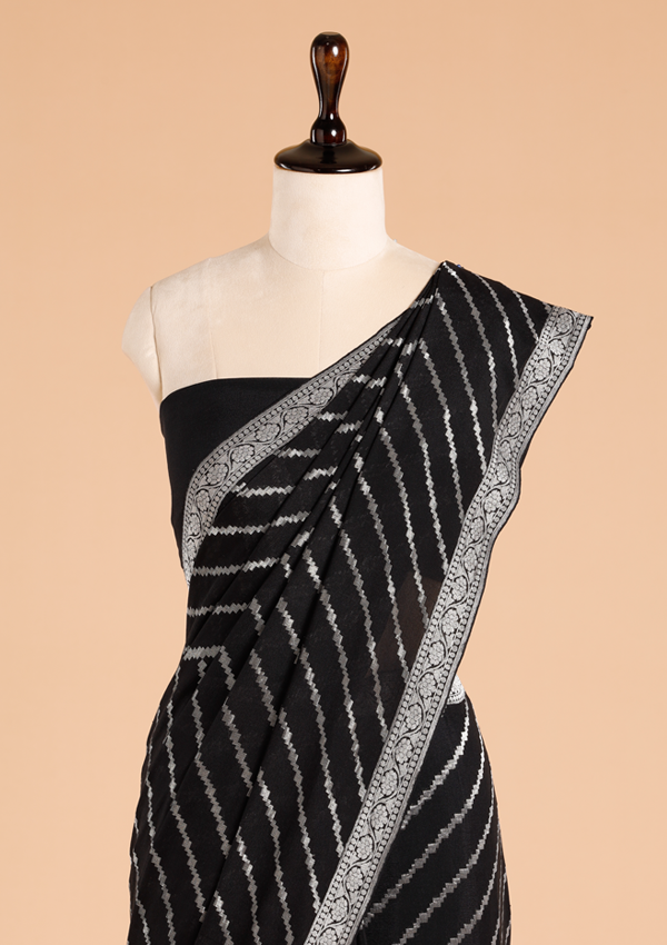 Black Lehariya Saree in Georgette