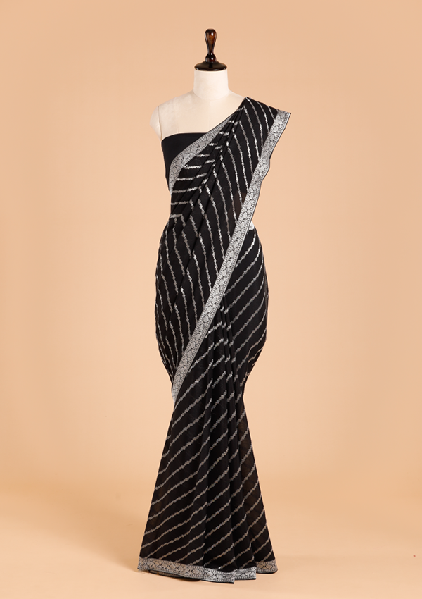 Black Lehariya Saree in Georgette