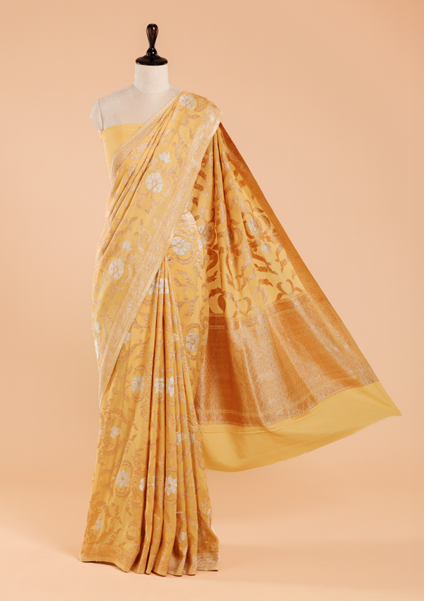 Yellow Jaal Saree in Georgette