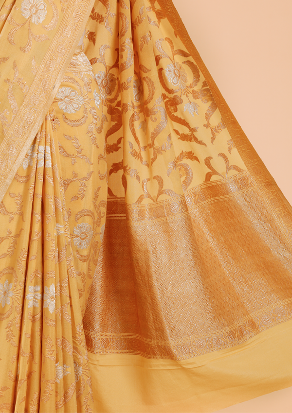 Yellow Jaal Saree in Georgette