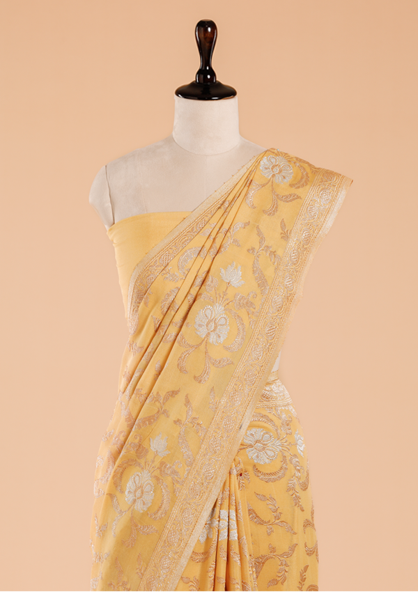 Yellow Jaal Saree in Georgette