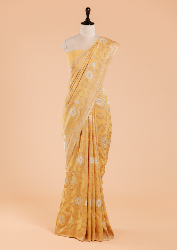 Yellow Jaal Saree in Georgette