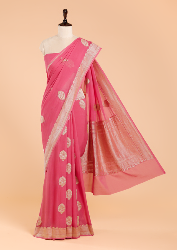 Pink Butta Saree In Georgette
