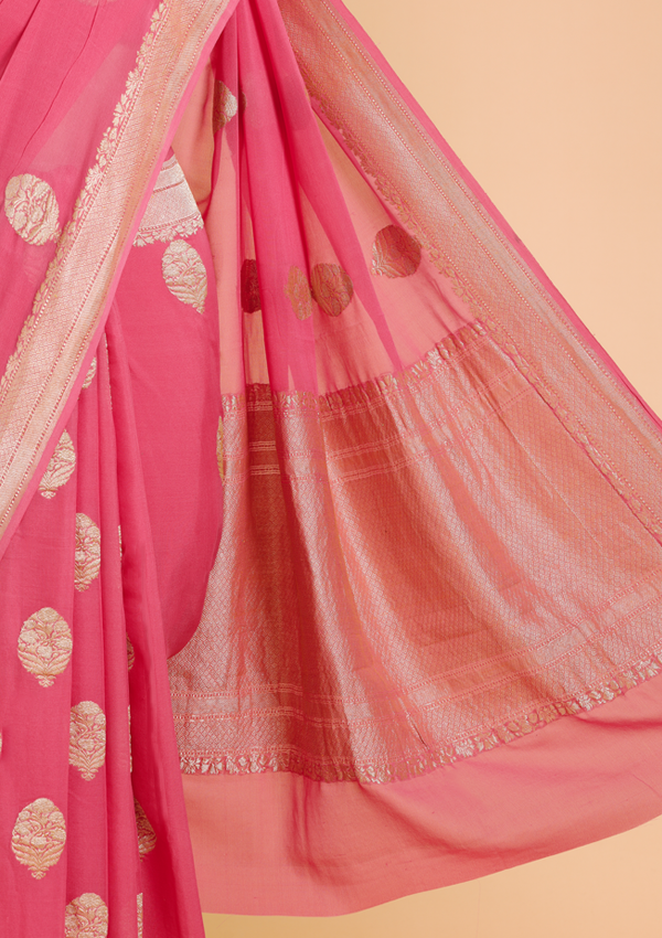 Pink Butta Saree In Georgette