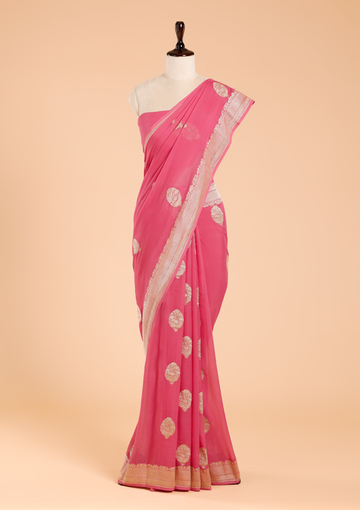 Pink Butta Saree In Georgette