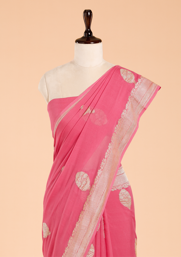Pink Butta Saree In Georgette