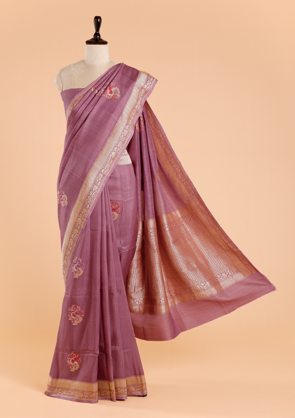 Lavender Butta Saree in Georgette Tussar
