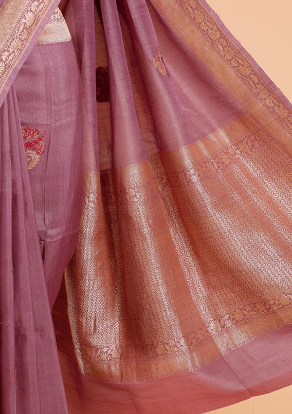 Lavender Butta Saree in Georgette Tussar