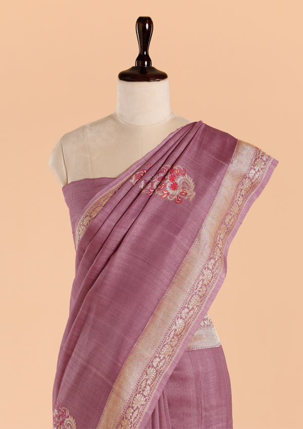 Lavender Butta Saree in Georgette Tussar